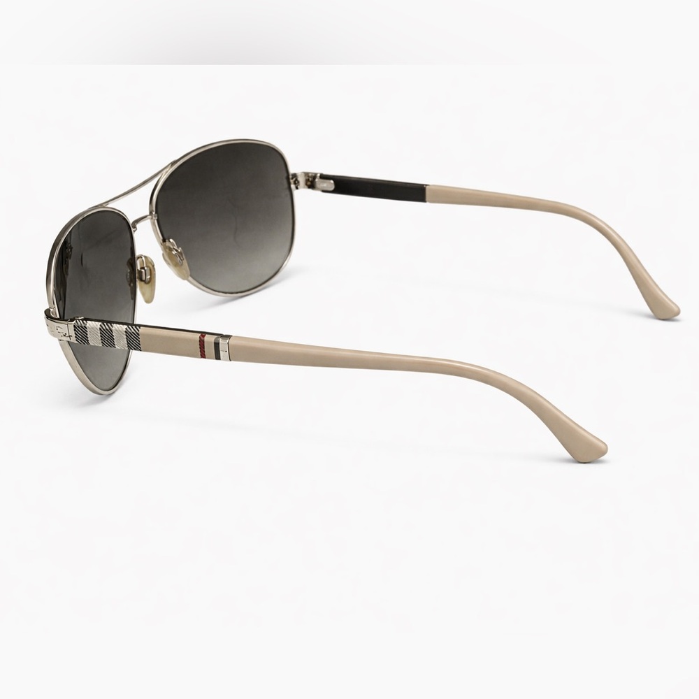 Burberry Women’s Sunglasses Silver Metal Aviator with Gray Lenses - Picture 3 of 5